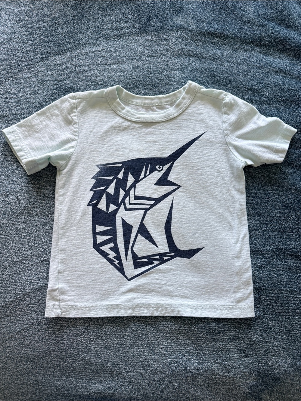Tea Collection Light-Mint Short Sleeve Tee with Navy Geometric Sailfish